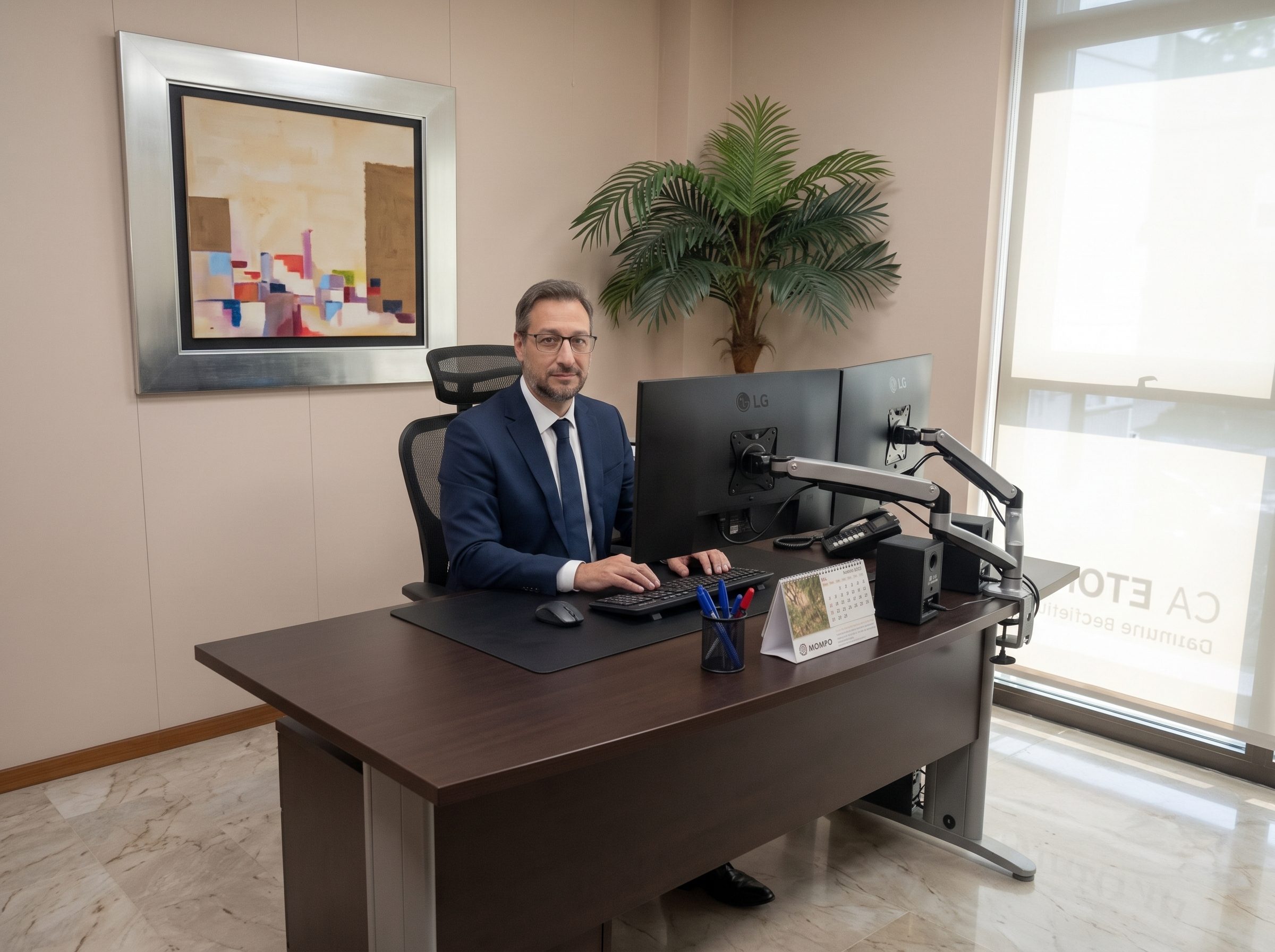 Miembro del equipo de Gabinete Mompó S.L. trabajando en su despacho